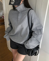 [ORIGINAL] Taeni Loose-Fit High-Neck Sweatshirt