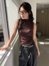 FLOWER LACE HALF-NECK SLEEVELESS (3C)