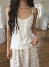 Chinatsu ribbon shirring sleeveless