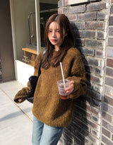 [10% wool] ハグアブルツートーンミックスドモヘアニット