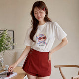 ビーズグラスグラフィッククルーネックTシャツ