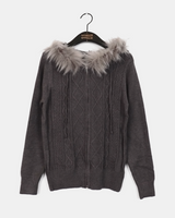 Penk Twisted fur Hooded Slim Fit two-way Knitwear Zip-Up