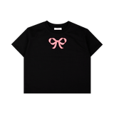 リボンアプリケーTシャツ(3 COLORS)