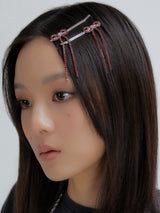 キャンディストーンロングボウヘアクリップセット（5色）