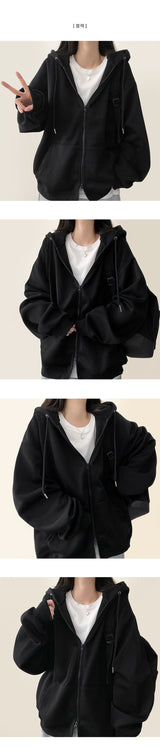 Moss Basic Boxy Hoodie Zip-Up
