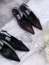 Ribbon Corset Slingback Heels