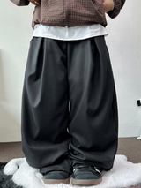 TWO PINTUCK WODE SLACKS LONG PANTS 🩶🖤🤎3COLOLR