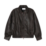 Curved leather jacket