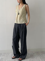 About Banding Wide Denim Pants