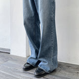 Flared Washed Denim Trousers