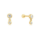 gold bezel drop barbell single piercing E070-09G