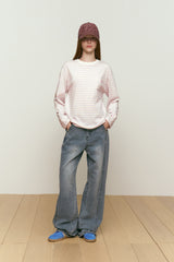 CURVE LINE WIDE-FIT DENIM PANTS [BLUE]