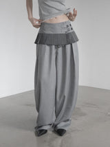 Curved Balloon Pleated Wrap Slacks