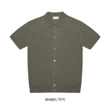 Deep linen collar short-sleeved cardigan (6 colors)