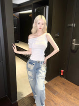1289. ブルーシャークデニムローワイドパンツ