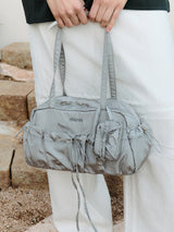 STRING RIBBON DUFFLE BAG GRAY