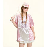 [GirlyFancyClub] スイート＆クール 配色 2WAY スポーティーTシャツ