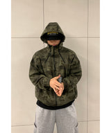 Camo Hood Zipper Jacket