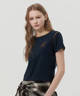 GRAPHIC RINGER T-SHIRT [NAVY]