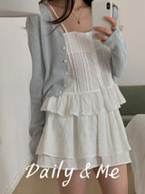 Back banding cotton cancan skirt(2color)