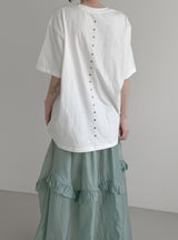 (Unisex) レンリットアイレットオーバーフィット半袖Tシャツ