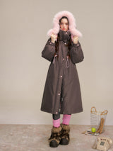 Two-tone Fox Fur Collar Oversized Down Coat