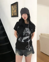 Grunge Vintage Photo Print Short Sleeve T-shirt