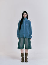TWO TONE KNIT ZIP-UP