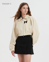 Fuppy Ribbon Detail Two-Way Leather Jacket 2 Color