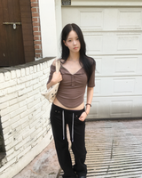 OOTJレース タイ バンディング ブーツカット パンツ