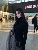 Turtleneck ribbed knit