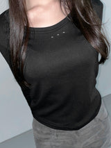 stud u neck t-shirts(2 color)