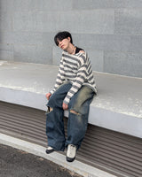 Limit destroyed wide denim pants