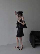 satin slip midi skirt (2color)