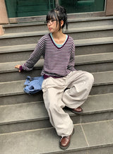 26FW★ [BAONHAUS] Sevnin Stripe V-Neck Knit
