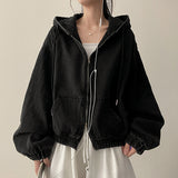 Heat-to-Way Washing Denim Hood Zip-Up