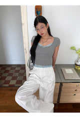Sky Lace Gray Short Sleeve Tee
