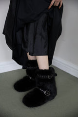 Marine leather long skirt
