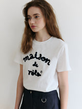MAISON DE ROLA EMBROIDERY T-SHIRT WH+NV