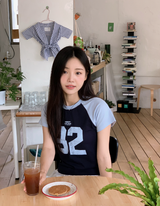 スポーティーラグランカラー半袖Tシャツ (4color)