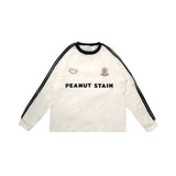 PEANUT STAIN - 4ストライプ アーム アイボリー ボクシー長袖 Tシャツ