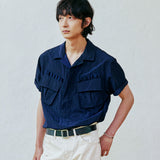 ripstop off duty fatigue shirt navy