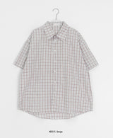 [unisex] Soche Cozy Check Loose Fit Short Sleeve Shirt