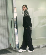 UNISEX 2WAYチェックロゴスウェットパンツ