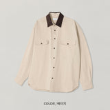 LMN ネロツーポケットコーデュロイカラーオーバーサイズフィットシャツ (4 colors)