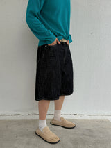 Indigo embo bermuda pants