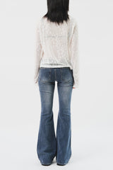 (W) Greyish Low Bootscut Denim