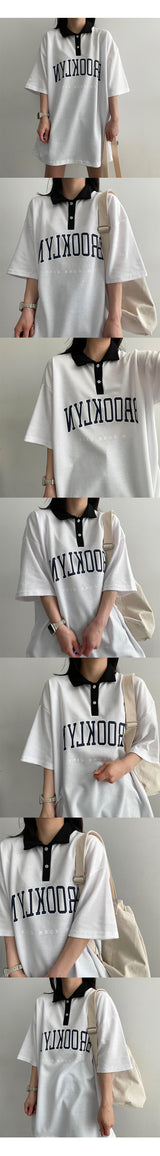 Tin Pearl Collar Short Sleeve T-shirt