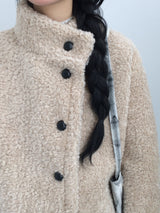 highneck puffy fur jacket
