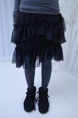 Unbal frill chiffon skirt